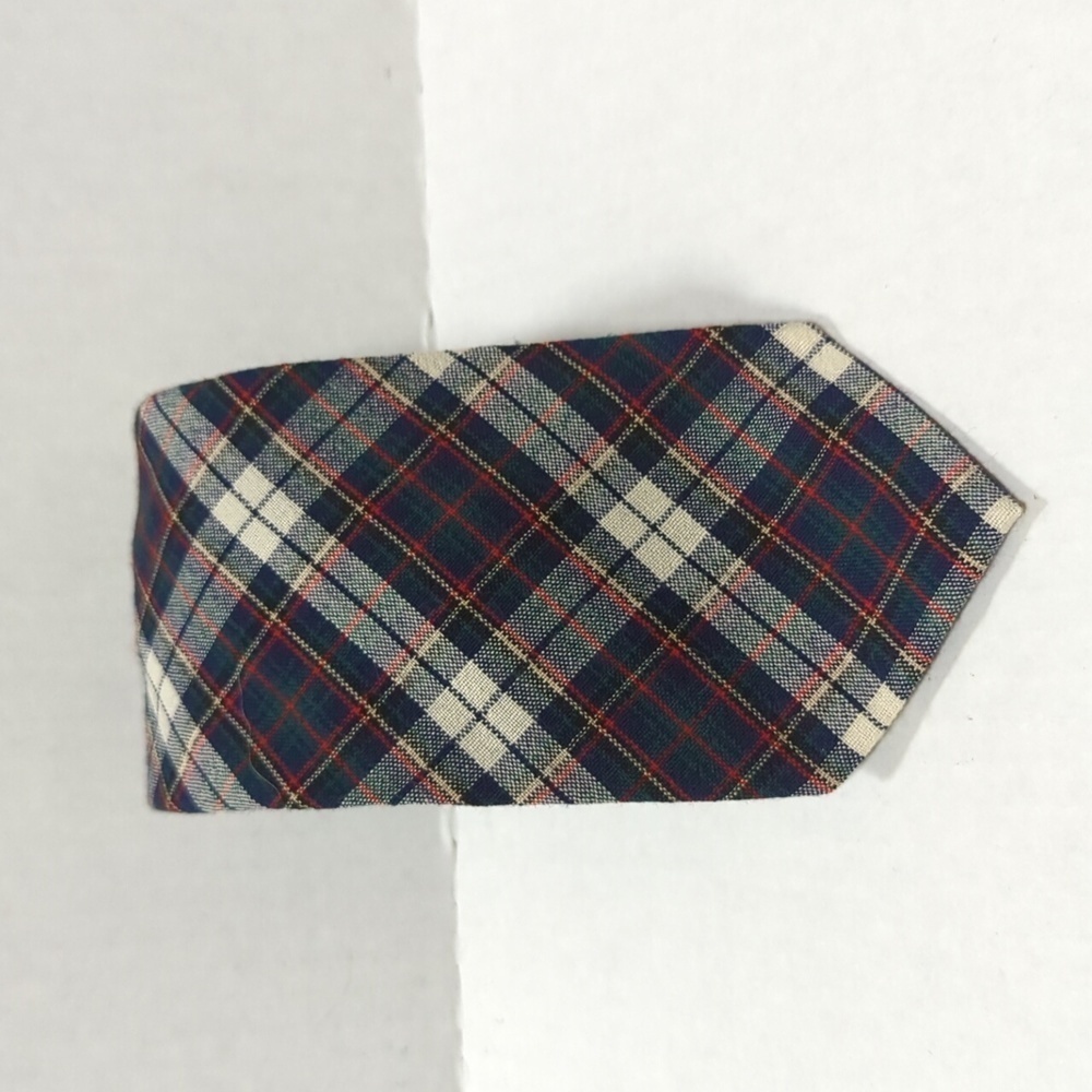 Pendleton Men's 100% Wool Plaid Tie Green/Red/White/Navy
